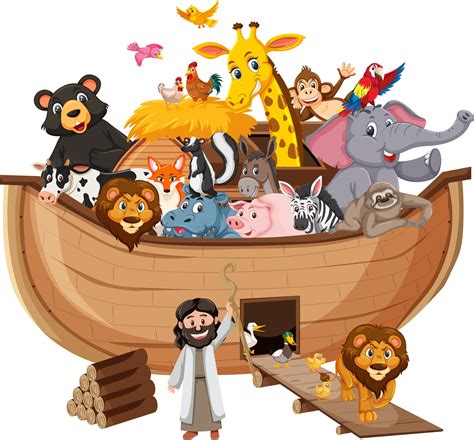 Noahs Ark With Animals Isolated On White Background 2918568 Vector Art