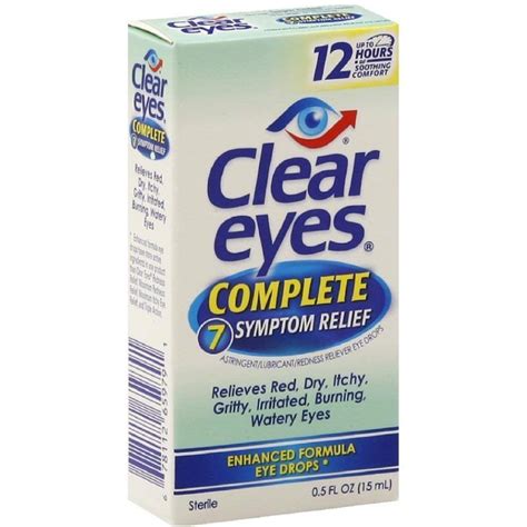 Clear Eyes Complete 7 Symptom Relief Eye Drops 050 Oz Pack Of 4