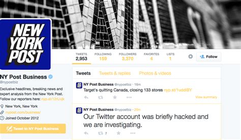 New York Post Upi Twitter Accounts Hacked Tweet Fake Wwiii Scare