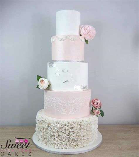 Blush And Silver Wedding Cake Decorated Cake By Sweet Cakesdecor