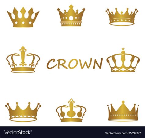 Crown Logos Set Luxury Corona Monograms Image Vector Image