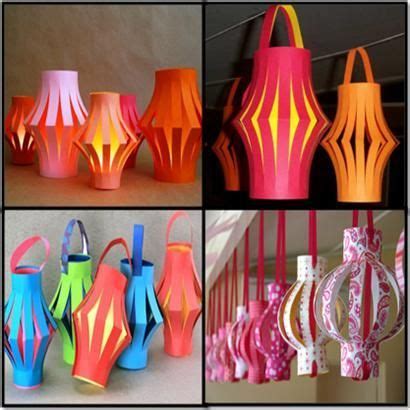This simple grouping uses classic mason jars, christmas cards, ribbon, and a few sprigs of greenery. paper lanterns 12 | Diwali craft, Lantern craft, Paper ...
