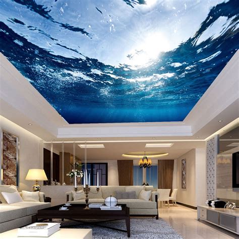 3d Mural Wallpaper Underwater World Suspended Ceiling Fresco Living