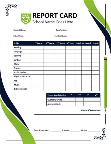 Download Student Report Card Template For Ms Word