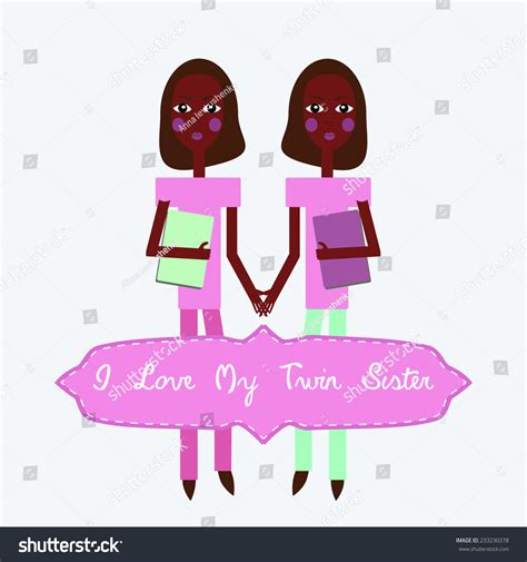 Twins Love My Twin Sister Happy Stock Illustration