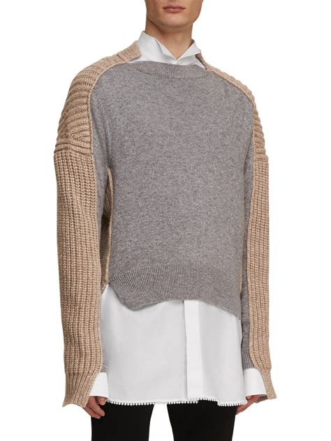 Lyst Burberry Paneled Cashmere Fisherman Sweater In Gray For Men
