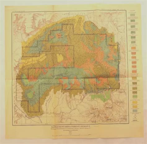 Antique 1898 Us Geological Survey Map Of Battlement Mesa Forest Reserve