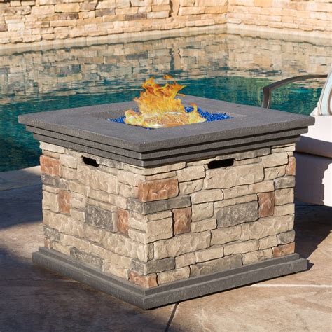 Christopher Knight Home Chesney Outdoor Square Propane Fire Pit With
