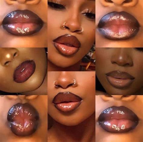 Brown Lip Liner W Clear Gloss Combo On Black Women In 2023 Lip Makeup Tutorial Makeup