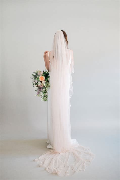 Cella Draped Pink Petal Wedding Veil Sash And Veil Artisan Veil Maker