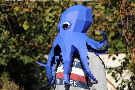 Octopus Mask DIY Low Poly Mask Devilfish Paper Craft Mask Poulpe Pdf