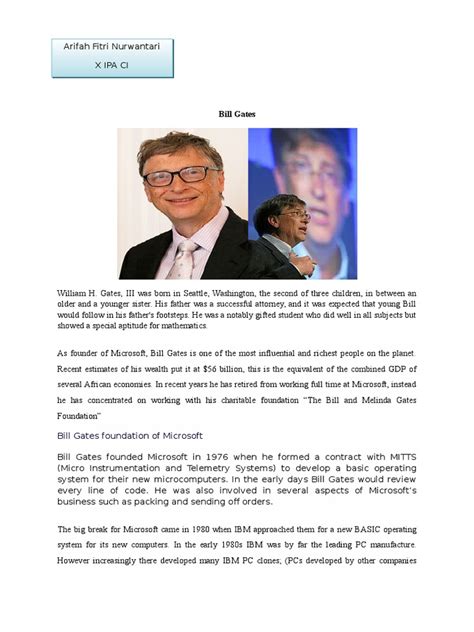 Bill Gates Biography Pdf Microsoft Microsoft Windows