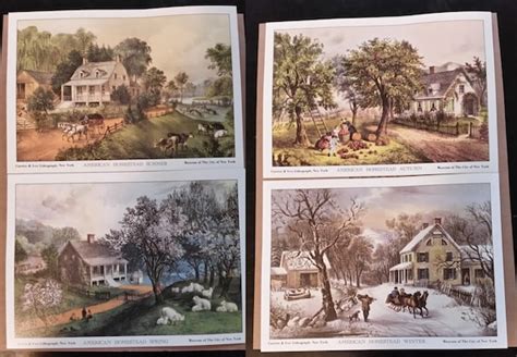 Currier And Ives Lithographs American Homestead Four Seasons