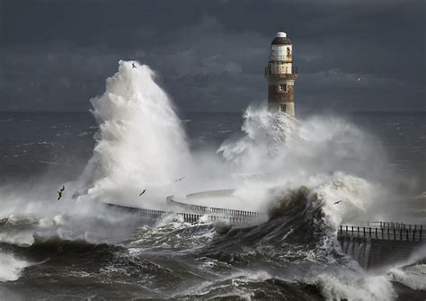 John Kirkwood Stormy Seas Stormy Sea Lighthouse Black And White