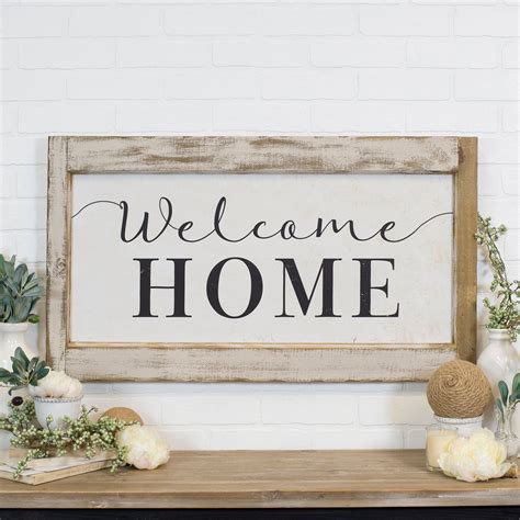 Distressed White And Black Welcome Home Wooden Sign Rc Willey