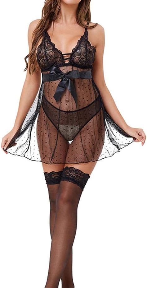 Womens Exotic Lingerie Bodystockings Lace Lingerie Set Women Erotic Perspective Bow