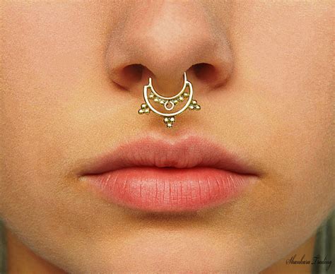 Septum Ring For Pierced Nose Tribal Septum Ring Brass Nose Etsy