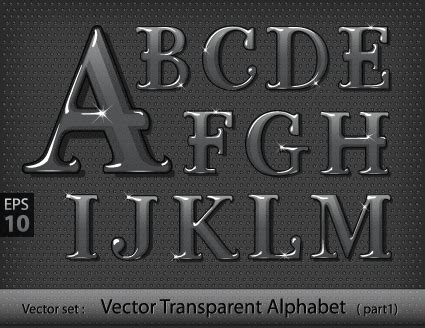 Want to write like a computer? Black transparent alphabet vector 01 - Vector Font free ...