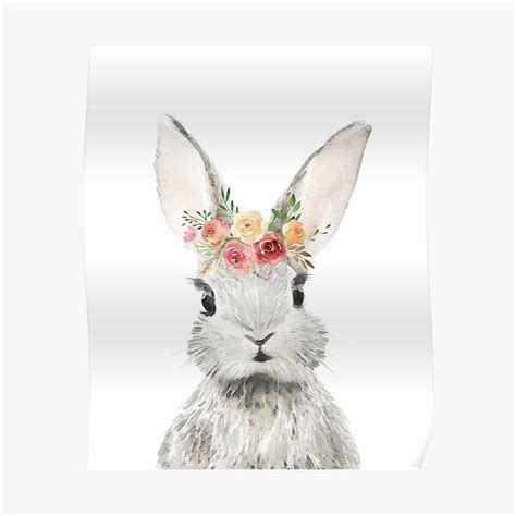 Baby Bunny Rabbitpink And Blush Floral Watercolor Crown Wreath