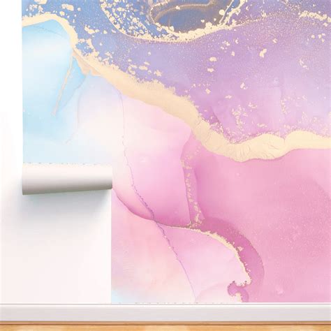 Soft Pastel Marble Stone Wallpaper Pink Ombre Removable Etsy