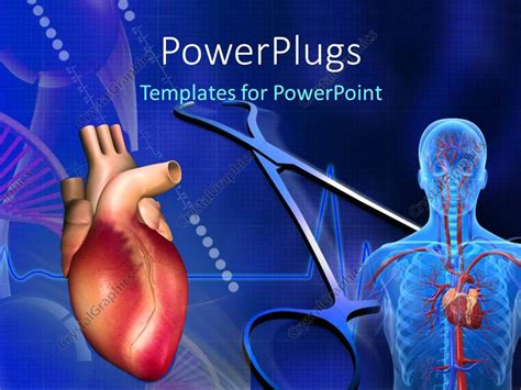 Powerpoint Template Heart Cardiogram Pulse And Scan Showing Human