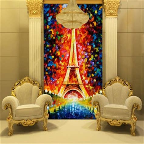Eiffel Tower Wallpaper Oil Painting 3d Photo Wallpaper