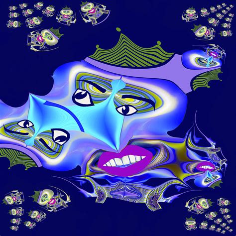 233 Blue Broken Masks Digital Art By Irmgard Schoendorf Welch Pixels