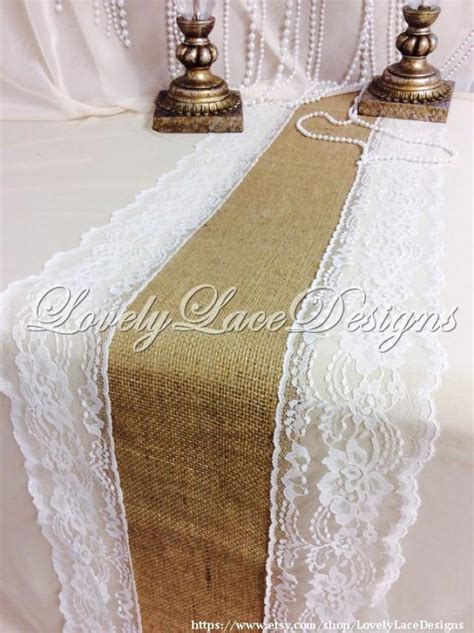 Burlap Runner With Ivory Lace 30ft X 13in Wide X 10 Yds Long Rustic