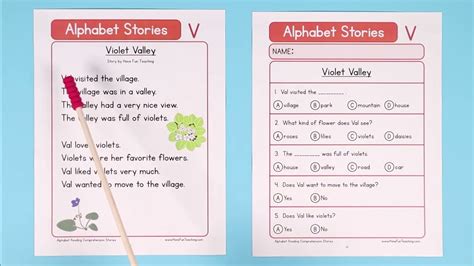 Alphabet Stories Letter V Reading Comprehension Worksheet Youtube