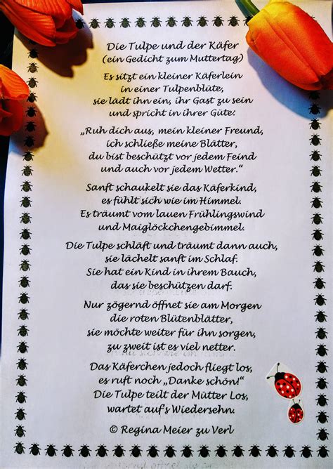 Der muttertag 2020 findet übrigens am 10. Die Tulpe und der Käfer (mit Bildern) | Muttertagsgedicht ...