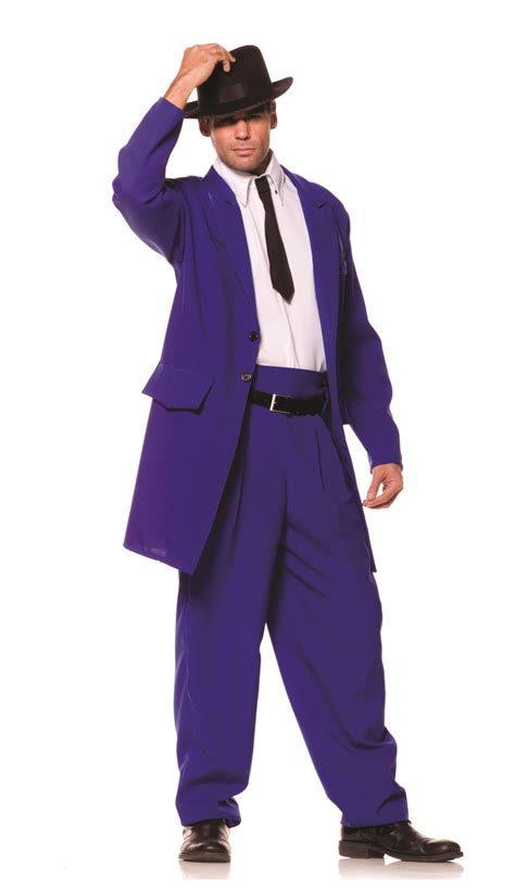 Zoot Suit Mens 1920s Blue Gangster Mobster Suit Halloween Costume Os