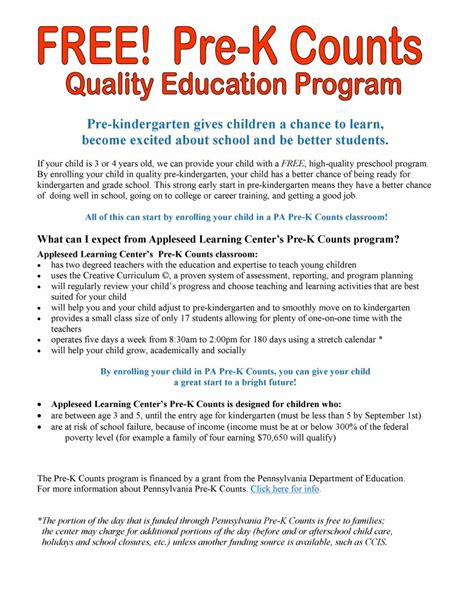 Pre K Counts Quality Education Program