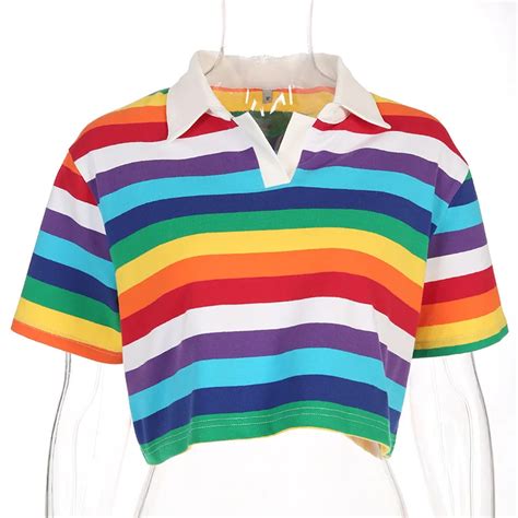 Lgbt Pride Rainbow Collared Crop Top Queerks