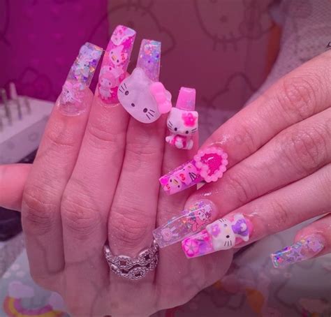Hello Kitty Nails💖 Hello Kitty Nails Cat Nails Really Cute Nails