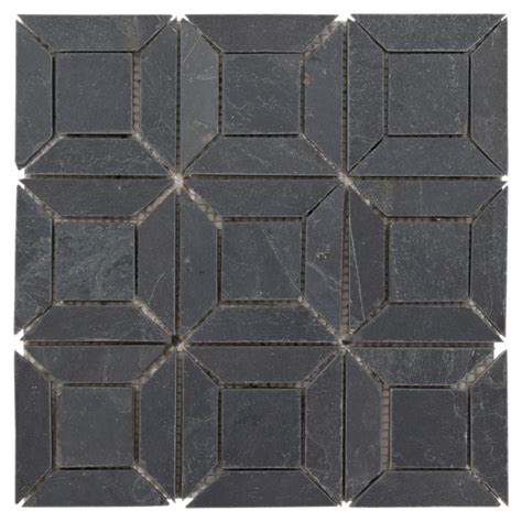 Black Slate Mosaic Tile Mosaic Flooring Flooring Slate Tile Floor