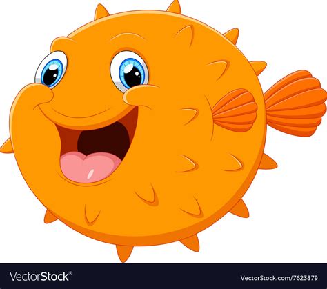 Cute Puffer Fish Cartoon Royalty Free Vector Image