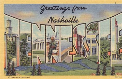 Greetings From Nashville Tennessee 1940s50s By Ephemeraobscura 550