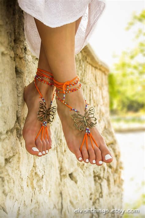 hippie beaded barefoot sandals gypsy shoes bare foot jewelry