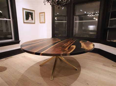 Round Walnut Resin Dining Table Anglewood Furniture Live Edge