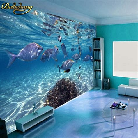 Beibehang 3d Stereoscopic Large Mural Wallpaper Underwater World Marine