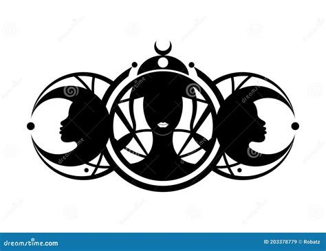 Triple Goddess Symbol Of Moon Phases Wiccan Woman Icon Hekate