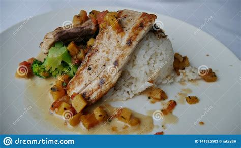 Complete Meal Of Grilled Fish Platter Stock Photo Image Of Combo