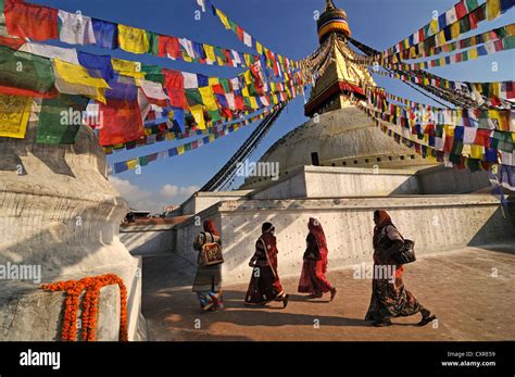 Prayer Flags At Boudhanath Stupa Kathmandu Kathmandu Valley Unesco