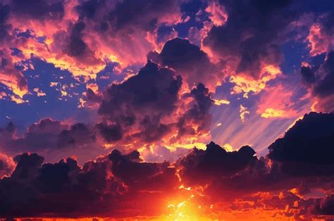 Premium Photo Illustration Of The Beautiful Orange Sky And Clouds At