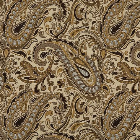 Brown And Blue Paisley Fabric Damask Upholstery Fabric Outdoor