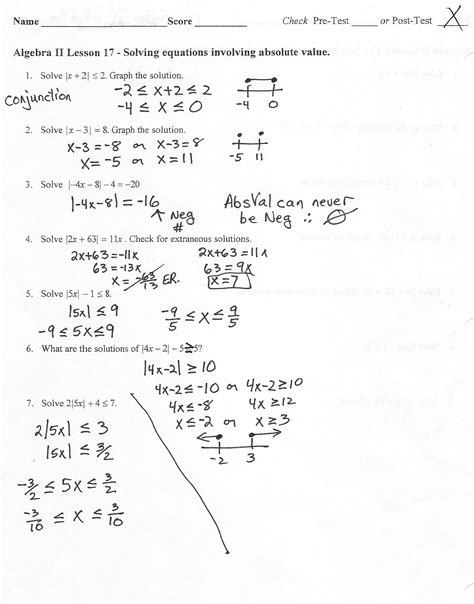 Algebra 2 Worksheets With Answer Key — Db