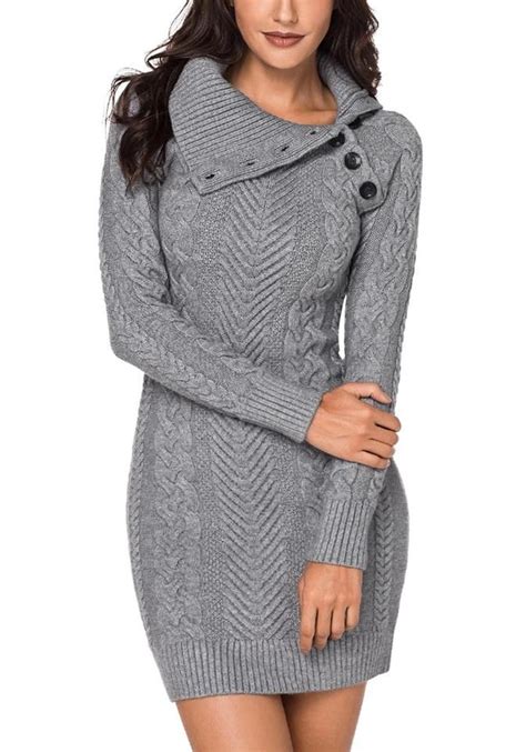 Grey Cable Knit Split Cowl Neck Sweater Dress Модные стили Повседневные платья и Осенняя одежда