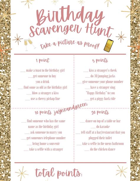 Adult Birthday Scavenger Hunt Adult Birthday Party Game Etsy