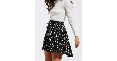 relipop flared short skirt polka dot pleated mini skater skirt with drawstring best cheap