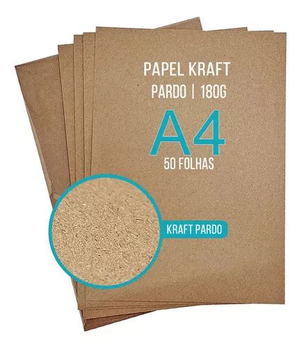 Papel Kraft Folha A4 180g Pardo Natural Pacote Com 50 Folhas Mercadolivre